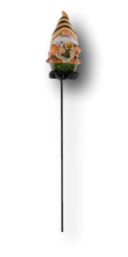 Beautiful Garden Plant Stake Picks Indoor or Outdoor (Yellow Gnome Holding Flowers) - color: Yellow Gnome Holding Flowers
