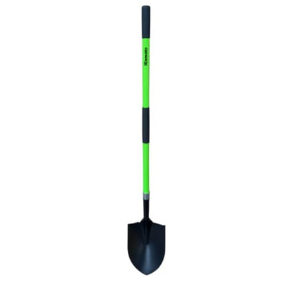 56 Inch Heavy Duty Round Point Digging Shovel with Green Fiberglass Handle