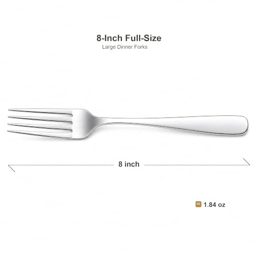24 Piece Dinner Forks Set, 18/10 Stainless Steel Forks Silverware, 8 Inch - size: 24-Piece (8 Inches)