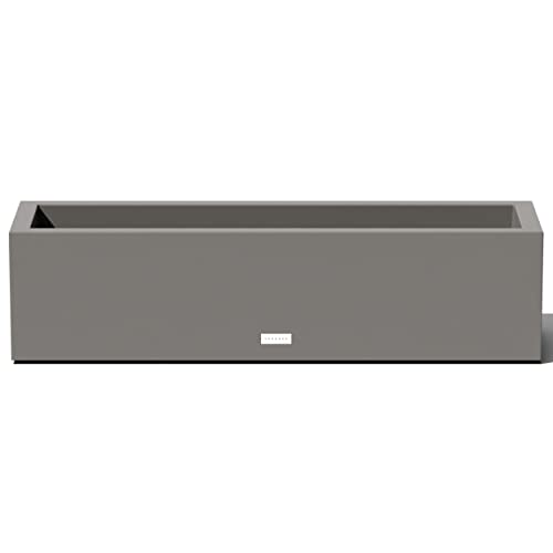 Veradek Block Series Trough Planter - Rectangular Outdoor Window Box - color: Gray