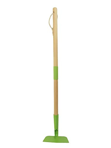 Small Garden Hoe-Kid's Size Wooden Handle Metal Head Hoe (Green)