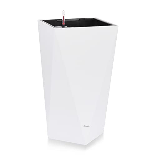 Dexceder 20 Inches Self Watering Tall Planter (White) - color: White, size: 20
