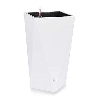 Dexceder 20 Inches Self Watering Tall Planter (White) - color: White, size: 20
