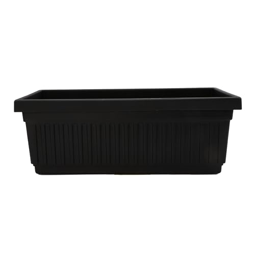 The HC Companies Venetian Window Planter Box w/Drain Plug - Long Planter Box for Windowsills, Balconies & More - Plastic Large Rectangular Outdoor Planters for Herbs & Flowers (24" Black, Pack of 1) - color: Black, size: 24", style: Pack of 1