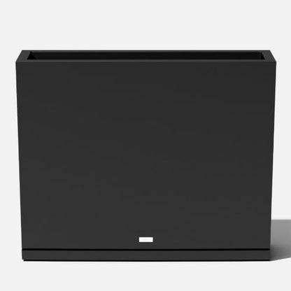 Veradek Block Series Span Planter & Drip Tray - Rectangular Outdoor Planter - color: Black, size: Medium - with saucer