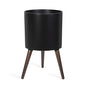 D'vine Dev 12 Inch Planter Pot with Wood Stand, Black, 88-O-C-2 - color: Matte Black, size: Large