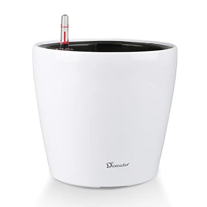 Dexceder 9x8 Self Watering Planter (White High Gloss) - color: Ceramic White, size: 9x8