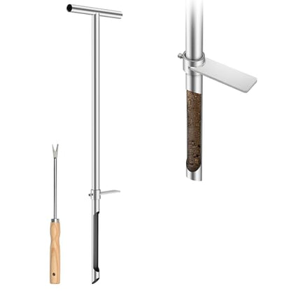 36 Inch Soil Sampler Probe, Stainless Steel Soil Core Sampling Tool with T-Handle, Heavy Duty Soil Probe for Lawn, Garden, Farm & Soil Testing - size: 36 inch