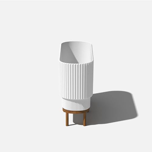 Veradek Demi Series Raised Long Planter - Wide Planter with Stand - color: White/Brown, size: 30 inch