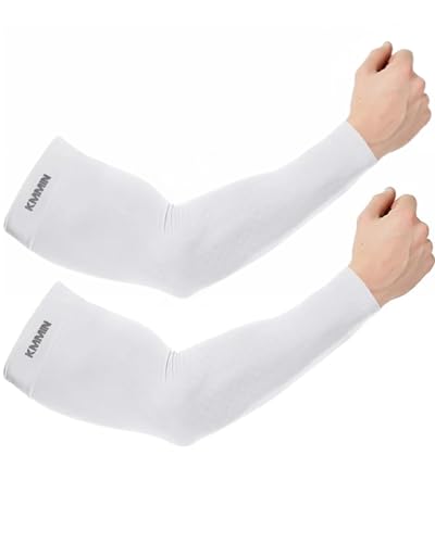 KMMIN Arm Sleeves UV Protection for Driving Cycling Golf Basketball - color: White+white