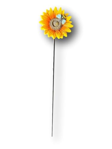 Beautiful Garden Plant Stake Picks Indoor or Outdoor (Ceramic Sunflower with Bumble Bee) - color: Ceramic Sunflower with Bumble Bee