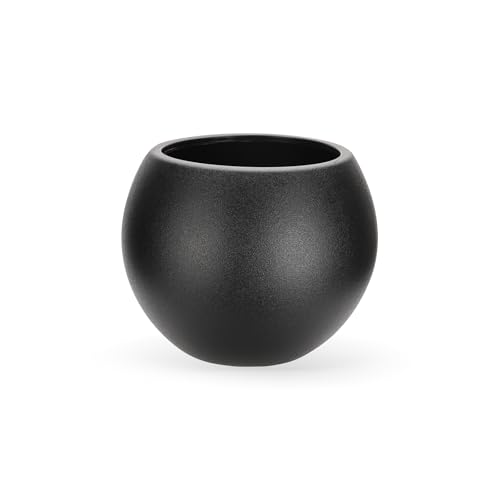 Large Round Planter,Planters for Indoor Plants & Outdoor,Durable Plastic Material Sphere Planter with Drainage Hole & Rubber Plug Weather Resistant,Plant Pot - color: Black, size: 15.75''D X 12.2''H