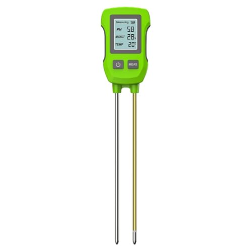 Digital Soil Tester, Multifunctional High Accuracy Soil Fertility PH Temperature Sunlight Moisture Light Meter, Soil Humidity Detector(Green)
