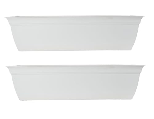 The HC Companies Eclipse Window Planter Box, 24 Inch, White, 2-Pack - color: White, size: 24" (Pack of 2)