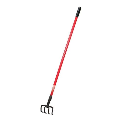 Bully Tools 4-Tine Cultivator, 58" Mini Rake with Fiberglass Handle