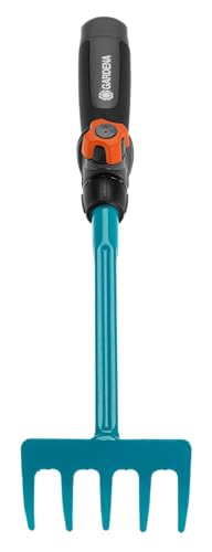 Gardena combisystem Flower Rake: Five-tined Hand rake for Raking and loosening Soil in beds and Flower Boxes, 8.5 cm Working Width, Ergonomic Handle, Corrosion Protection (8925-20) - style: Flower Rake