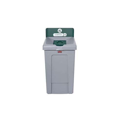 Rubbermaid Commercial Products SLIM JIM Recycling Station 1-Stream Compost Bin/Can/Kit/Station, 33 GAL, for Kitchens/Classrooms/Offices/Back of House/Higher Education/Commercial Facilities - size: 33G