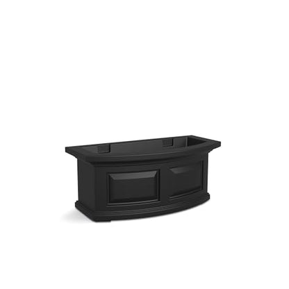 Mayne Nantucket 24in Self-Watering Rectangular Window Box Planter, Black - color: Black, size: 24in