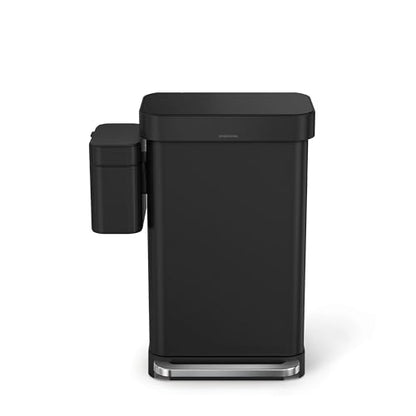 simplehuman Compost Caddy, 4L / 1.1 Gallon Countertop Kitchen Compost Bin with Magnetic Dock for Trash Can, Soft-Seal Lid, Removable Inner Bucket, Matte Black Steel - color: Matte Black