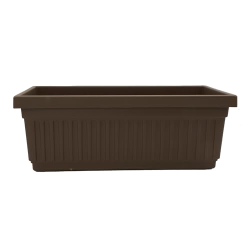 The HC Companies Venetian Window Planter Box w/Drain Plug - Long Planter Box for Windowsills, Balconies & More - Plastic Large Rectangular Planters for Herbs & Flowers (24" Chocolate, Pack of 1) - color: Chocolate, size: 24", style: Pack of 1