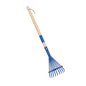 Garden Rake Leaf Rake Heavy Duty with Wood Handle Farming Home Garden Tool Accessories for Shrub Flower Beds Yard Lawns, Blue