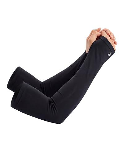 Stelle UPF 50+ Cooling Arm Sleeves for Running Golf Cycling Outdoor - color: Black, size: S|M