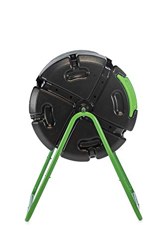FCMP Outdoor HOTFROG Roto Single Chamber Batch Tumbling Composter - Outdoor Rotating Garden Compost Bin (HF-RM4000) Black & Green (37-Gallon)
