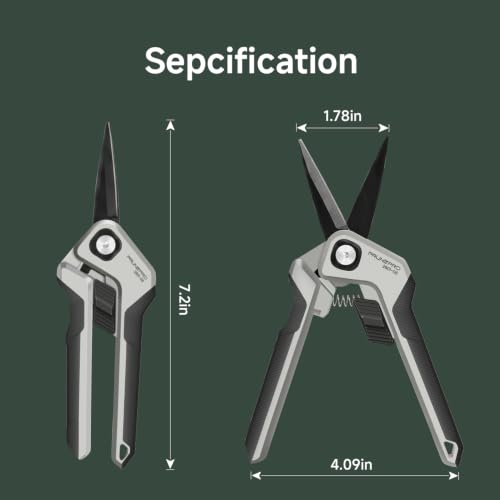 PrunePro Pruning Shears Scissors Set - Professional German Stainless Steel Hand Pruner Anti-Break Lock Ergonomic Garden Scissors for Branches Herb Flower Bonsai Garden Clipper - color: Grey
