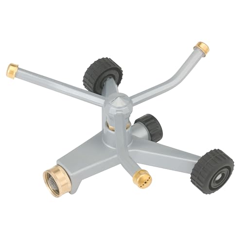 Gilmour Heavy Duty 692 Sq Ft Spinning Sprinkler with Wheeled Base, Metal Whirling Sprinkler Head for 360 Degree Coverage in Flower Beds and Vegetable Gardens - size: No Size