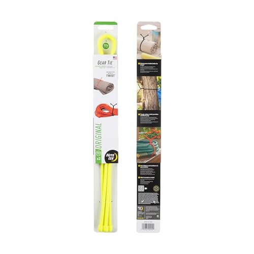 Nite Ize Gear Tie Reusable Rubber Twist Tie - Bendable Rubber Ties for Indoor & Outdoor Use - Reusable Multipurpose Twist Ties for Organizing & More - 32", Neon Yellow (2 Pack)