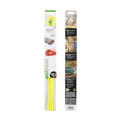 Nite Ize Gear Tie Reusable Rubber Twist Tie - Bendable Rubber Ties for Indoor & Outdoor Use - Reusable Multipurpose Twist Ties for Organizing & More - 32", Neon Yellow (2 Pack)
