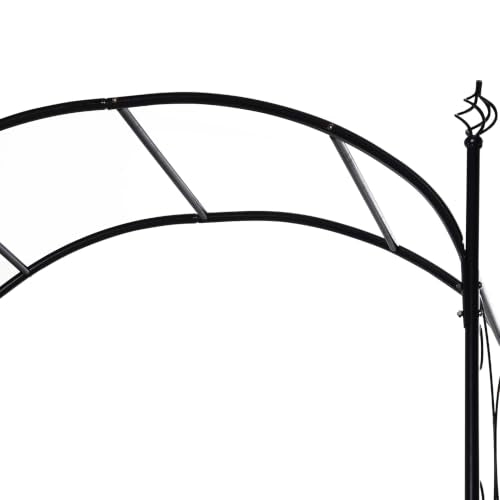 Outsunny 84" Garden Arch Arbor with Gate Metal for Climbing Vines Black