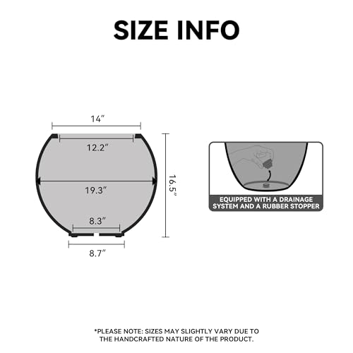 Kante Accent Round Sphere Black Concrete Planter 19.3" Dia, Outdoor - color: Black, size: 19.3"w x 16.5"h