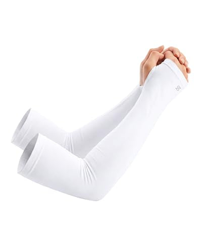 Stelle UPF 50+ Cooling Arm Sleeves for Running Golf Cycling Outdoor - color: White, size: S|M