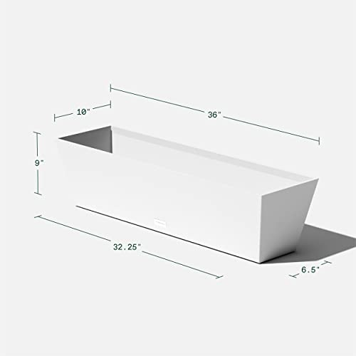 Veradek Pure Series Window Box Planter - Tapered Outdoor Planter - color: White, size: 36 inch - 2 Pack
