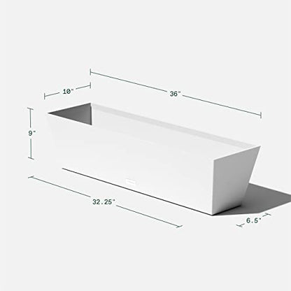 Veradek Pure Series Window Box Planter - Tapered Outdoor Planter - color: White, size: 36 inch - 2 Pack