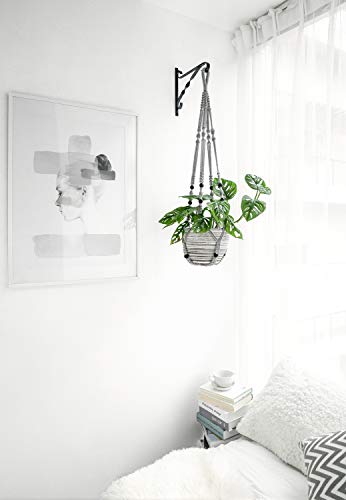 Mkono Macrame Plant Hanger Indoor 35 Inch Hanging Planter Basket Grey 2Pc - color: Gray