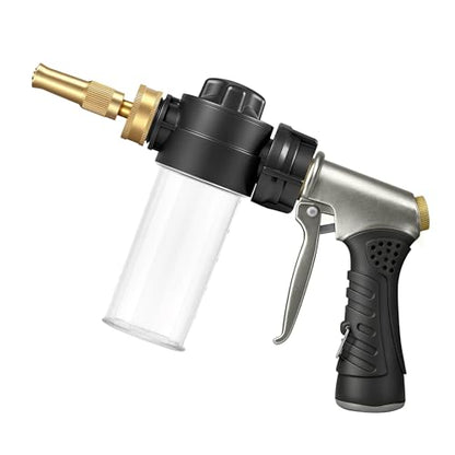 Garden Hose Nozzle with Soap Dispenser, Adjustable Metal Foam Gun - style: Foam Gun A