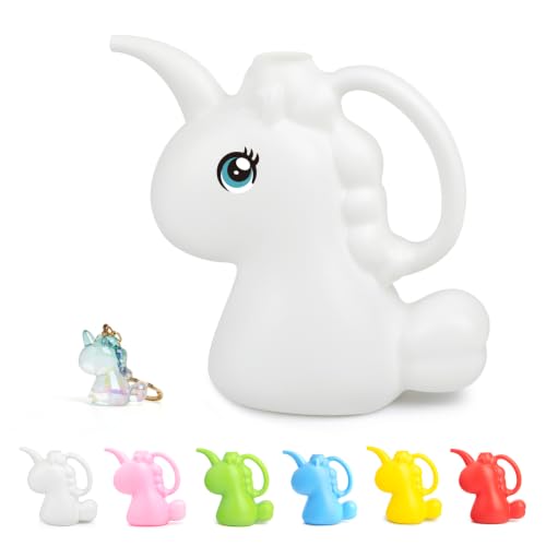 XXXFLOWER Unicorns Indoor Watering Can, 1 L Cute Animal Water Cans, Novelty Unicorns Shape Watering Pot for Office House Indoor Garden（White） - size: White