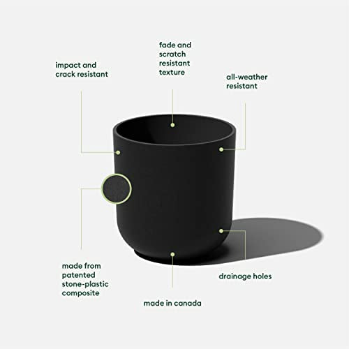 Veradek Mason Series Lima Planter - Large Round Outdoor Planter - color: Black, size: 10 inches