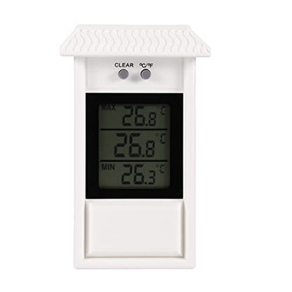 Min Max Greenhouse Thermometer, Wall Mounted Digital High Low Temperatures - color: White