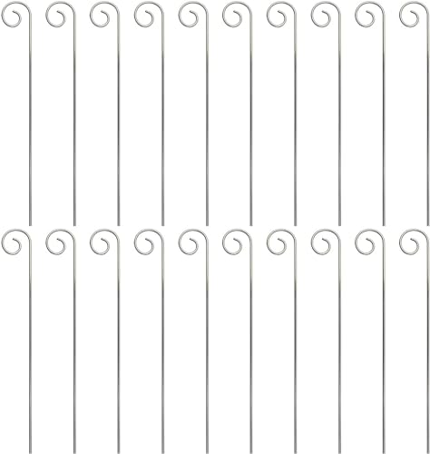 20Pcs Silver Plant Label Hooks Garden Markers Stake Plant Label Holder Plant Label Hanger Garden Plant Sign Stake Rustproof Deformed Garden Plant Sign Hooks Hanging Rods for Flower, Planter, (20cm)