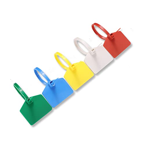 4 in Marker Nylon Cable Ties, Plastic Water Proof Tags, Self-Locking Written-on Cable Marker, Security Seals Label for Cabling, Wire Marking Label, Shipping Hanging Tags - Mulit Colors/ 100pcs - color: Multicolored, size: Small