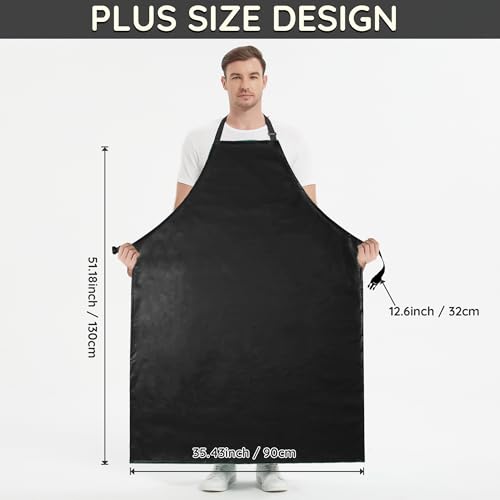 Heavy Duty Thicker Rubber Aprons Extra Long Oil & Chemical Resistant Unisex - color: Black