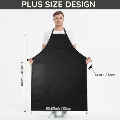 Heavy Duty Thicker Rubber Aprons Extra Long Oil & Chemical Resistant Unisex - color: Black