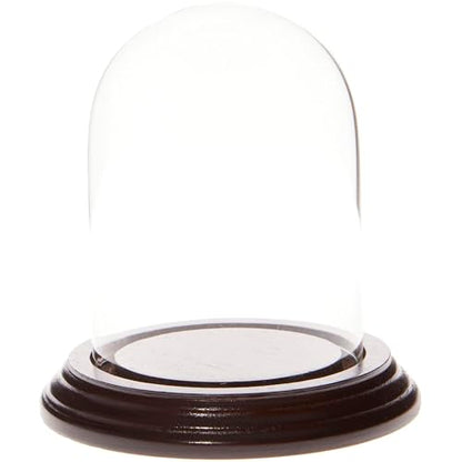 Plymor 3" x 4" Glass Display Dome Cloche (Dark Mahogany Veneer Base) - color: Dark Mahogany Veneer Base