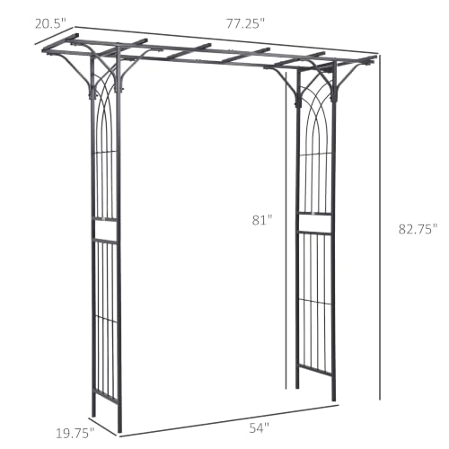 Outsunny 82'' Decorative Metal Garden Trellis Arch Durable Steel Tubing