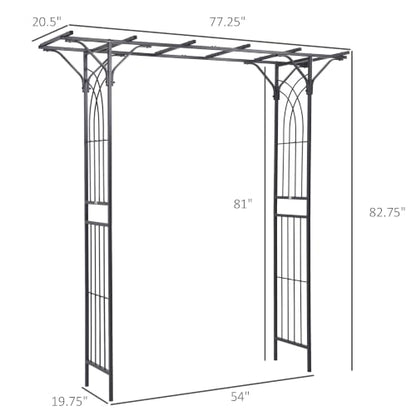 Outsunny 82'' Decorative Metal Garden Trellis Arch Durable Steel Tubing