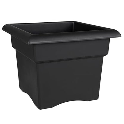 Bloem Veranda 18" Plastic Square Planter Box, Black, 2-Pack - color: Black, size: 18" (Pack of 2)