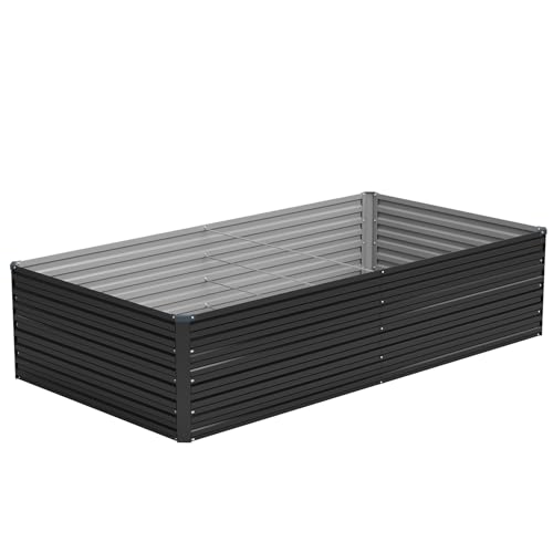 Vengarus 8x4x2ft Galvanized Raised Garden Bed,Metal Raised Beds Kit Black - color: Black, size: 8x4x2 ft